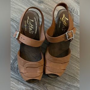 Lotta From Stockholm Tan Leather Wedge Sandals